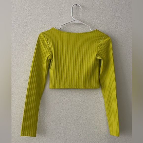 NWT Zara lime green long sleeve stretchy top size small - Picture 3 of 8